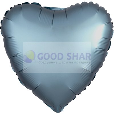 Шар фольгированный 18" сердце Steel Blue