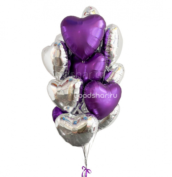 Набор из 13-ти фольгированных сердец