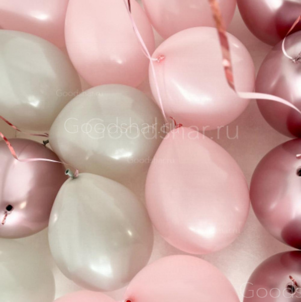 Шары "Белый, розовый, розовый Хром" 30 шт.