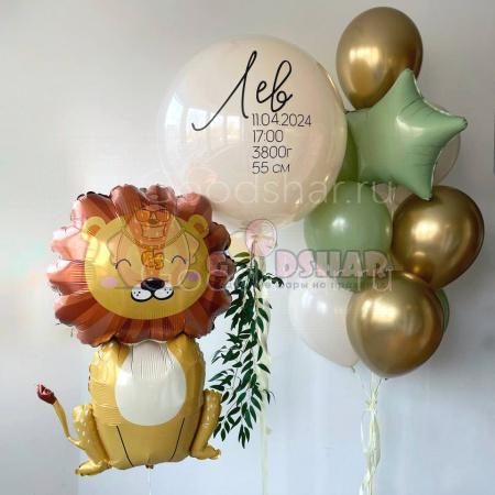 Шары на выписку мальчика "Наш лев"