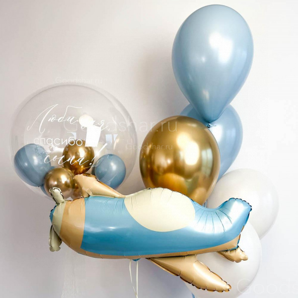 Набор воздушных шаров на выписку для мальчика «Маленький пилот»