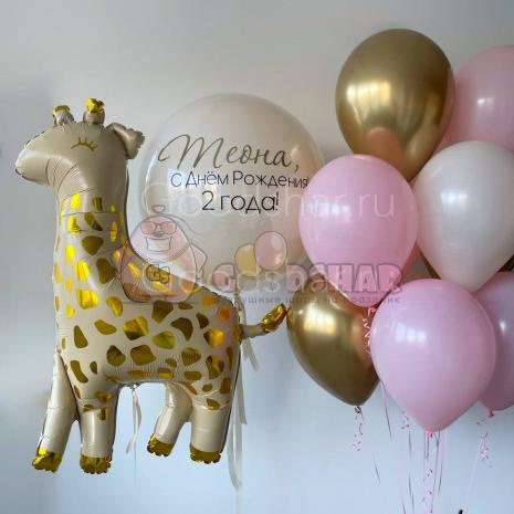 Набор воздушных шаров для девочки "С жирафом"