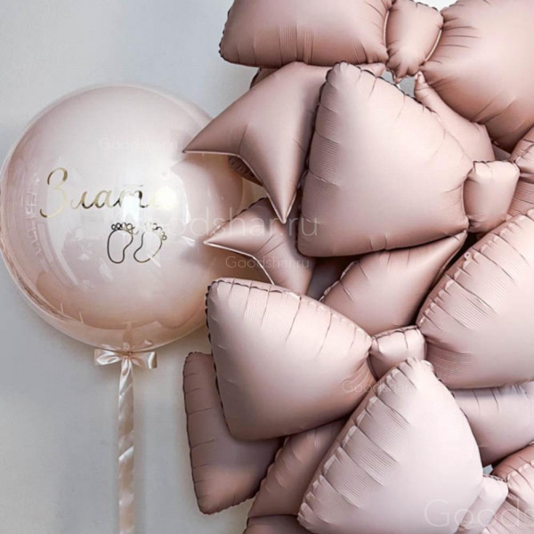 Набор воздушных шаров на выписку для девочки «Пудровый бант»