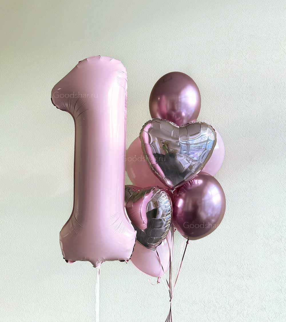 Набор воздушных шаров на годик "Розовый"