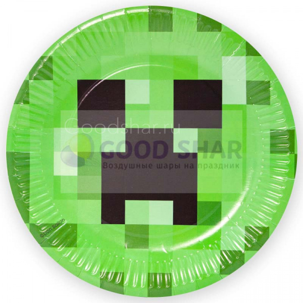 Одноразовые тарелки «Майнкрафт» Пиксели, 23 см (6 шт.)