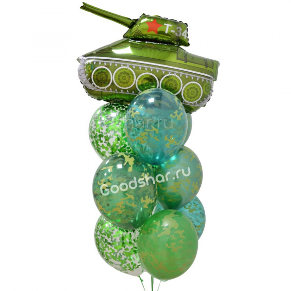Фонтан из воздушных шаров "Танк"