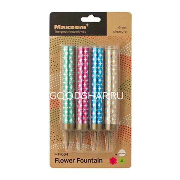 Свеча-Фонтан Цветное Пламя 10см, 30с, 4шт б-р