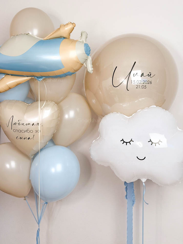 Набор воздушных шаров на выписку «Маленький самолётик»