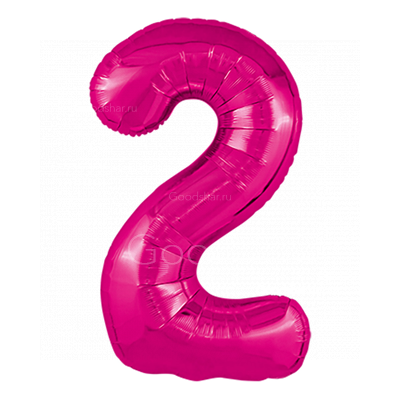 Цифра фольгированная 2 Fuchsia