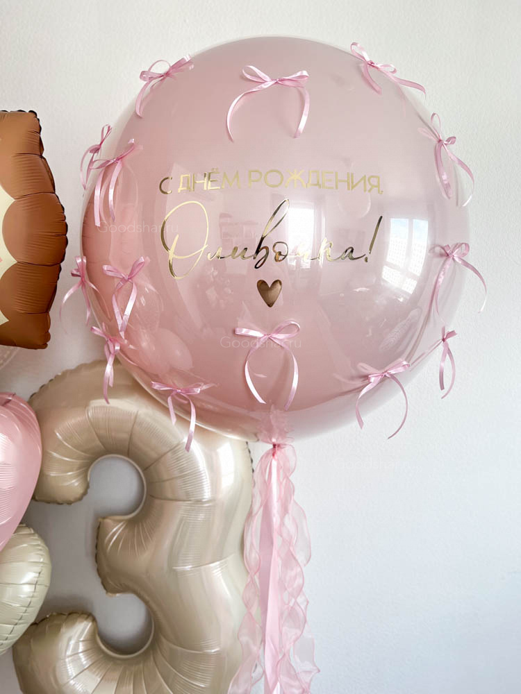 Набор воздушных шаров для девочки «Нежный праздник с бантом»
