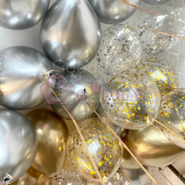 Шары под потолок "Золото и серебро" 25 шт. 