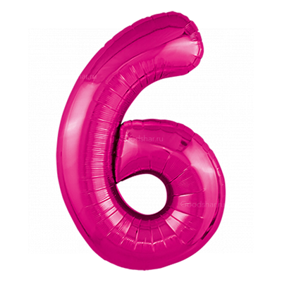 Цифра фольгированная 6 Fuchsia Цифра фольгированная 6 Fuchsia