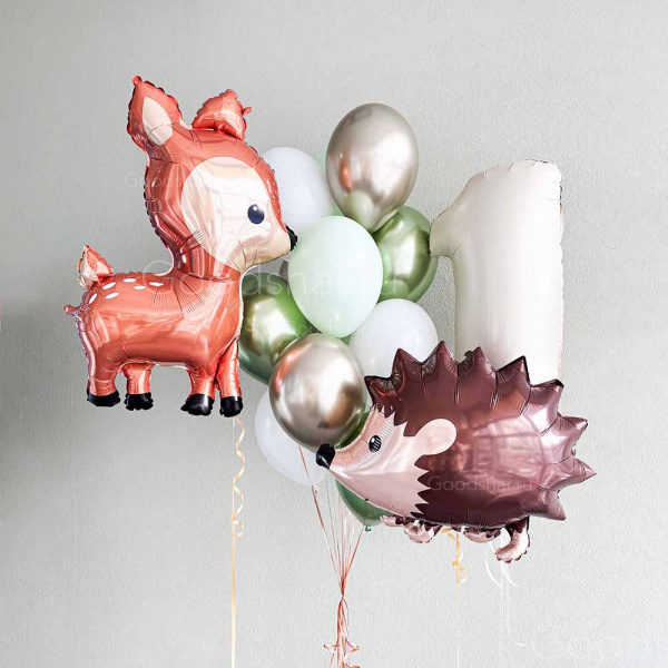 Набор воздушных шаров на годик "Лесные друзья"