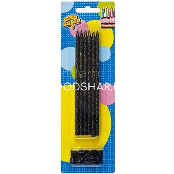 Свечи для торта «Черные блеск», 14 см (12 шт.)