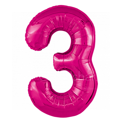 Цифра фольгированная 3 Fuchsia