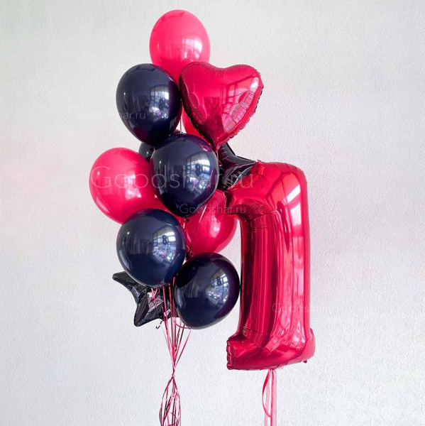 Набор воздушных шаров на годик "Красный бархат"