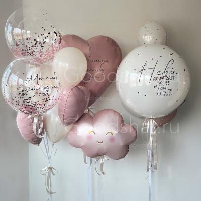 Набор воздушных шаров на выписку для девочки "Нежное облако"