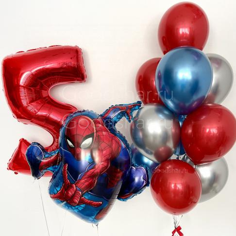 Набор воздушных шаров "Человек-паук с цифрой"