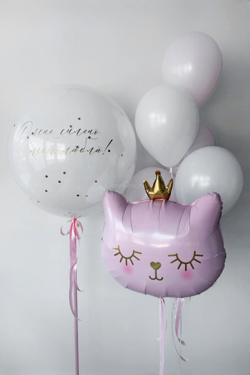 Набор воздушных шаров на выписку для девочки "Малиновая помадка" Набор воздушных шаров на выписку для девочки "Малиновая помадка"