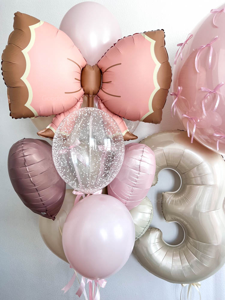 Набор воздушных шаров для девочки «Нежный праздник с бантом»