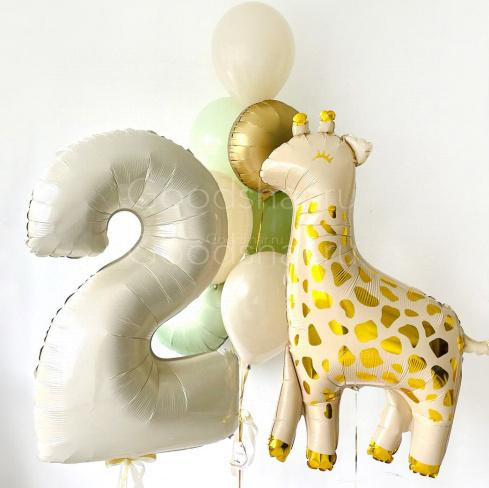 Набор воздушных шаров "Милый жирафик с цифрой"