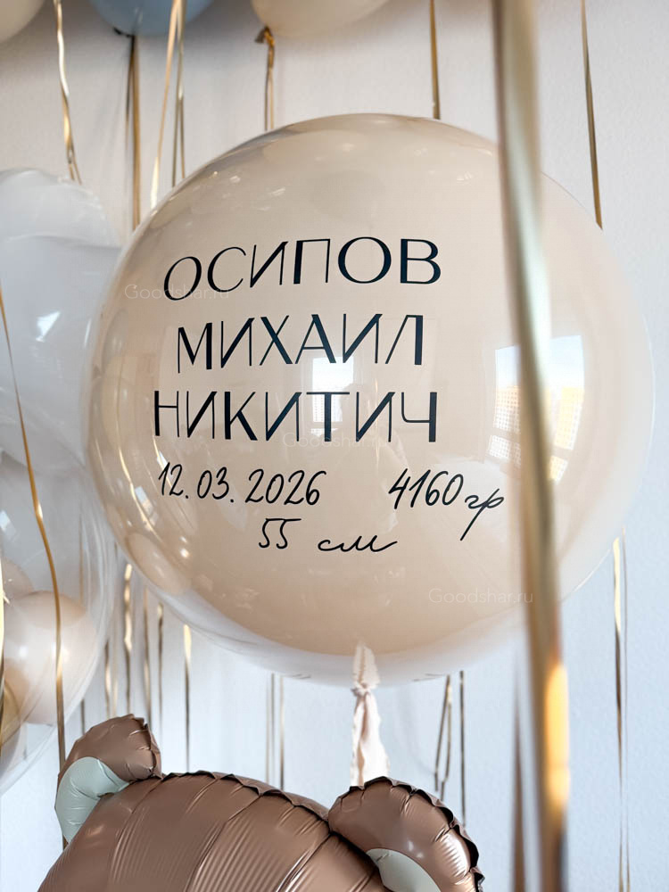 Набор воздушных шаров на выписку для мальчика "Нежное облачко и медвежонок"