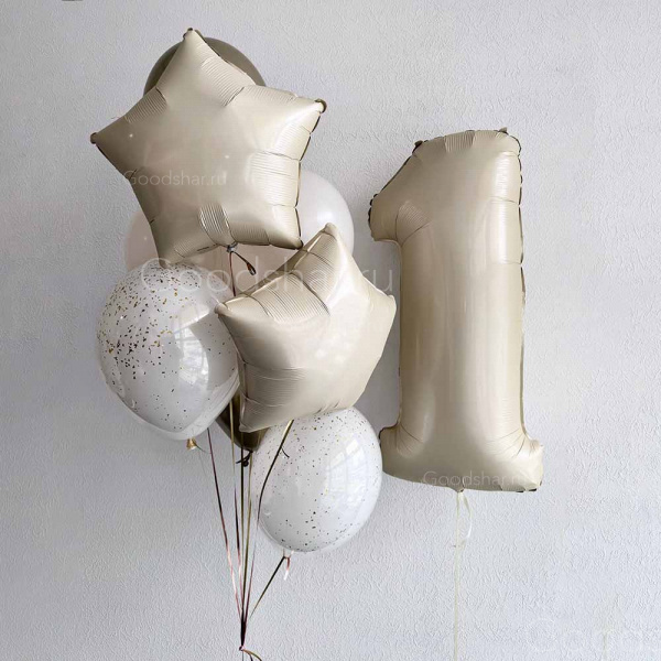 Набор воздушных шаров на годик "Кремовый"