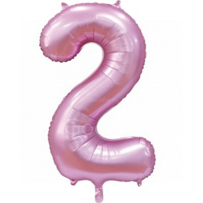Цифра фольгированная 2 Satin Pink