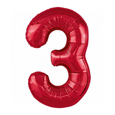 Цифра фольгированная 3 Red Цифра фольгированная 3 Red