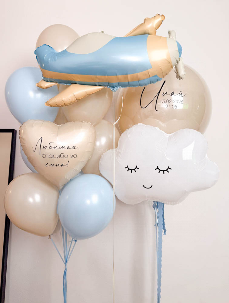 Набор воздушных шаров на выписку «Маленький самолётик»