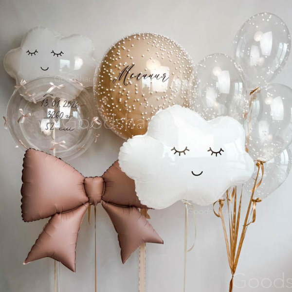 Набор воздушных шаров на выписку для девочки «Облачная нежность»
