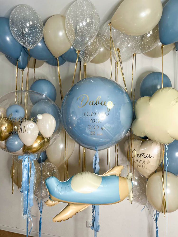 Набор воздушных шаров на выписку для мальчика «Небесный день»