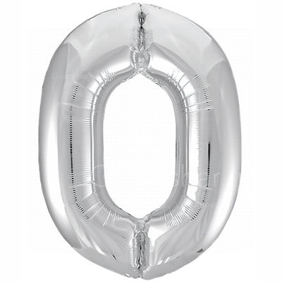 Цифра фольгированная 0 Silver