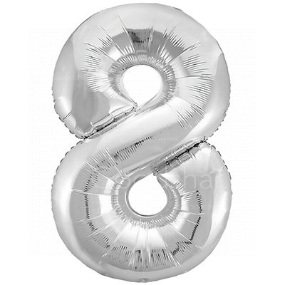 Цифра фольгированная 8 Silver
