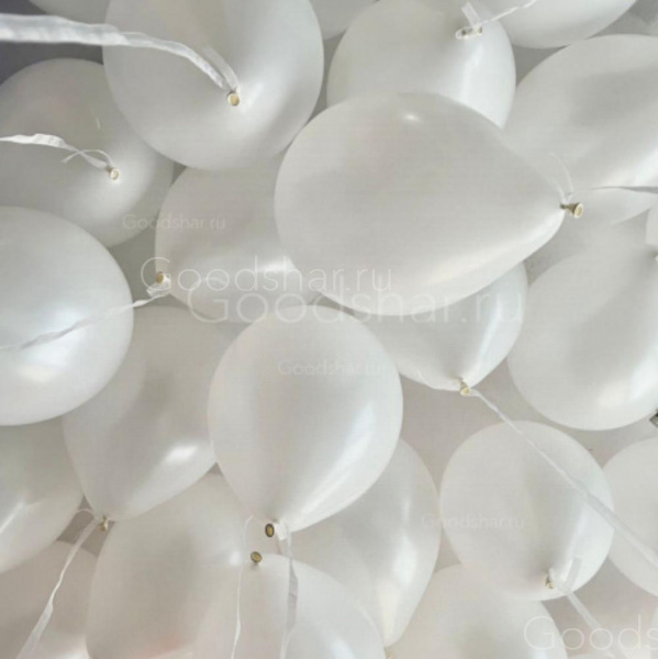 Шары под потолок на атласной ленте "Белый" 25 шт.