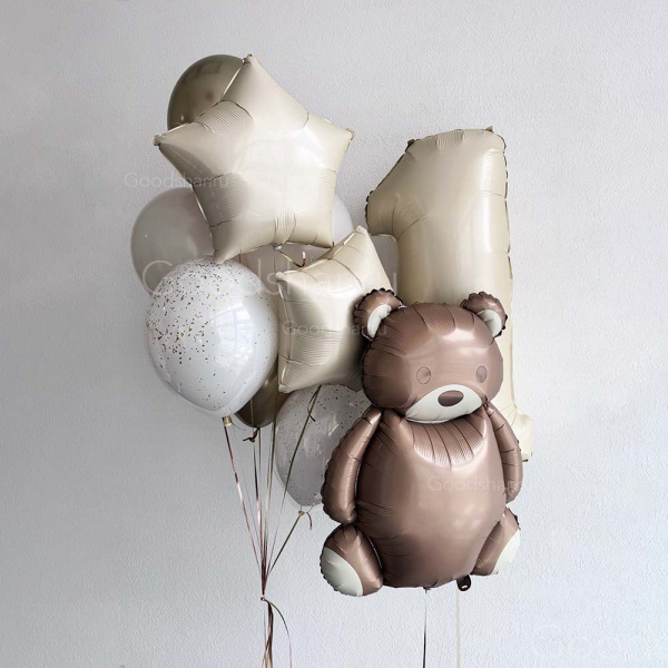 Набор воздушных шаров на годик "Милый медвежонок"