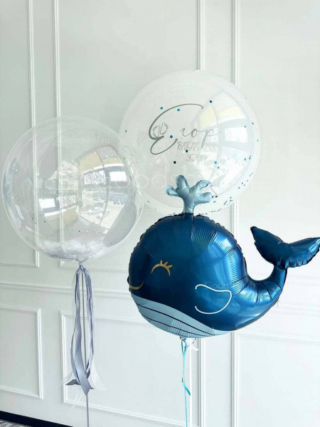 Набор воздушных шаров на выписку для мальчика "Малыш кит"