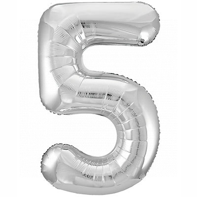 Цифра фольгированная 5 Silver Цифра фольгированная 5 Silver