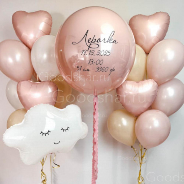 Набор воздушных шаров на выписку для девочки «Розовая гармония №2»
