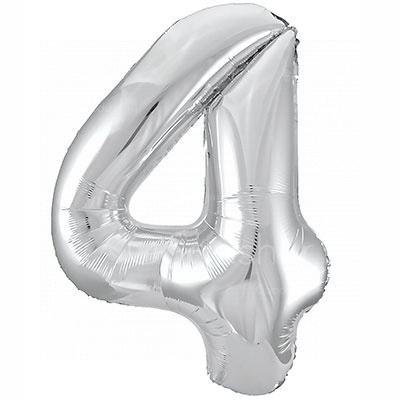 Цифра фольгированная 4 Silver