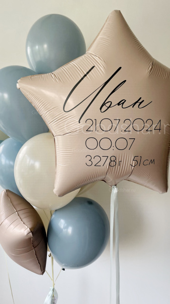 Набор воздушных шаров на выписку для мальчика "Небесный подарок" Набор воздушных шаров на выписку для мальчика "Небесный подарок"