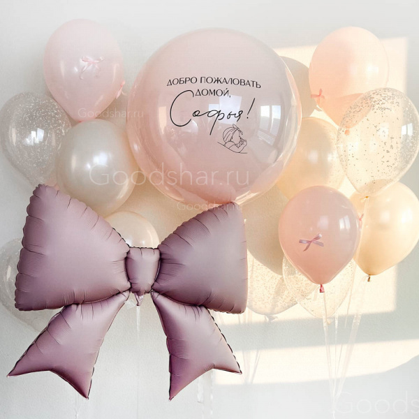 Набор воздушных шаров на выписку для девочки «Нежный акцент»