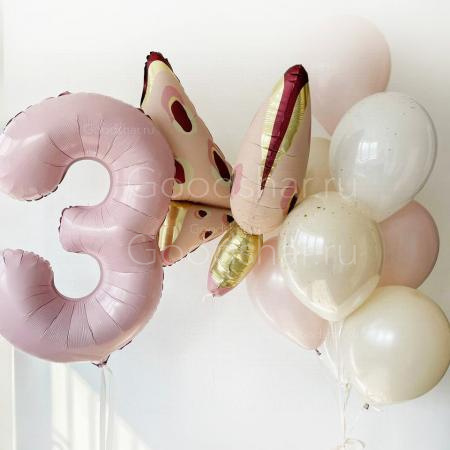 Набор воздушных шаров "Бабочка и цифра"