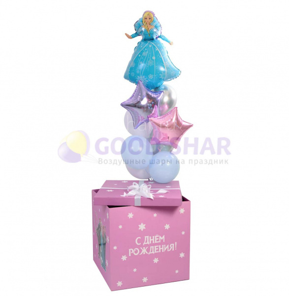 Коробка-сюрприз с воздушными шарами для девочки № 719