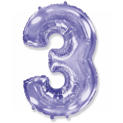 Цифра фольгированная 3 Lilac