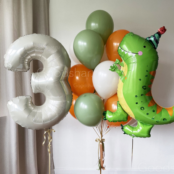 Набор воздушных шаров "Динозавр с цифрой"