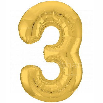 Цифра фольгированная 3 Gold