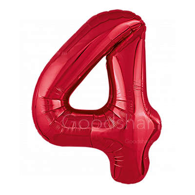 Цифра фольгированная 4 Red