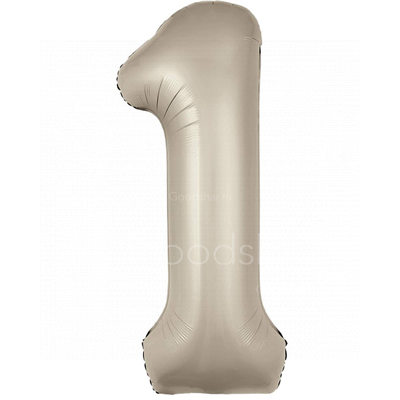 Цифра фольгированная 1 Satin Cream