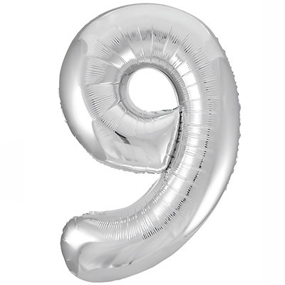 Цифра фольгированная 9 Silver Цифра фольгированная 9 Silver